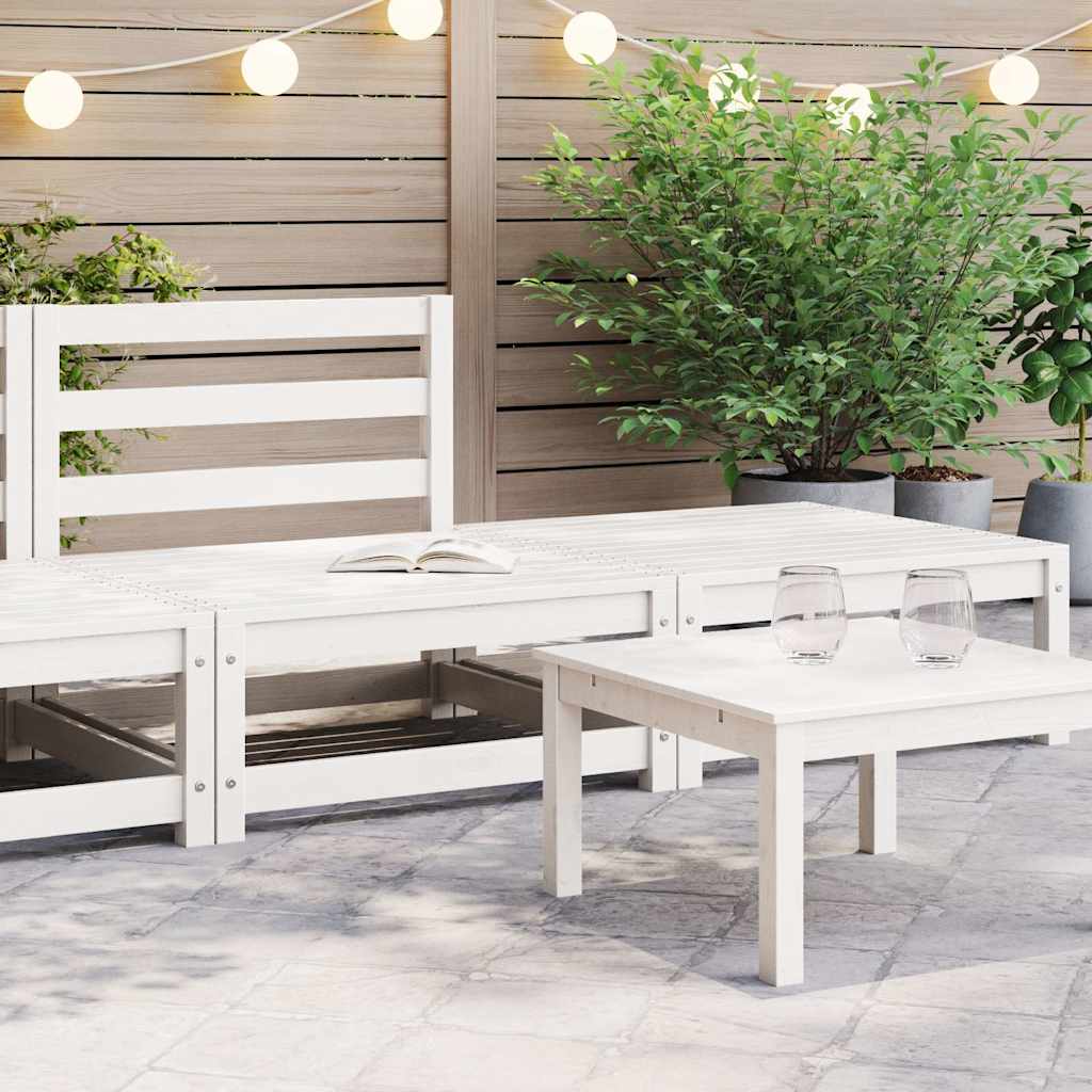 Set Divani da Giardino 2 pz Bianchi in Legno Massello di Pino