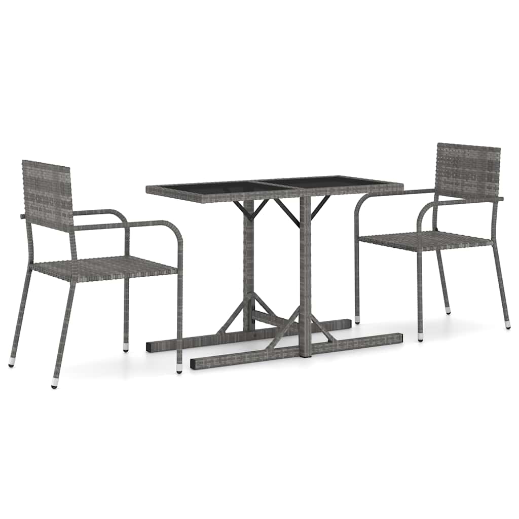 Set Mobili da Pranzo per Giardino 3 pz Grigio