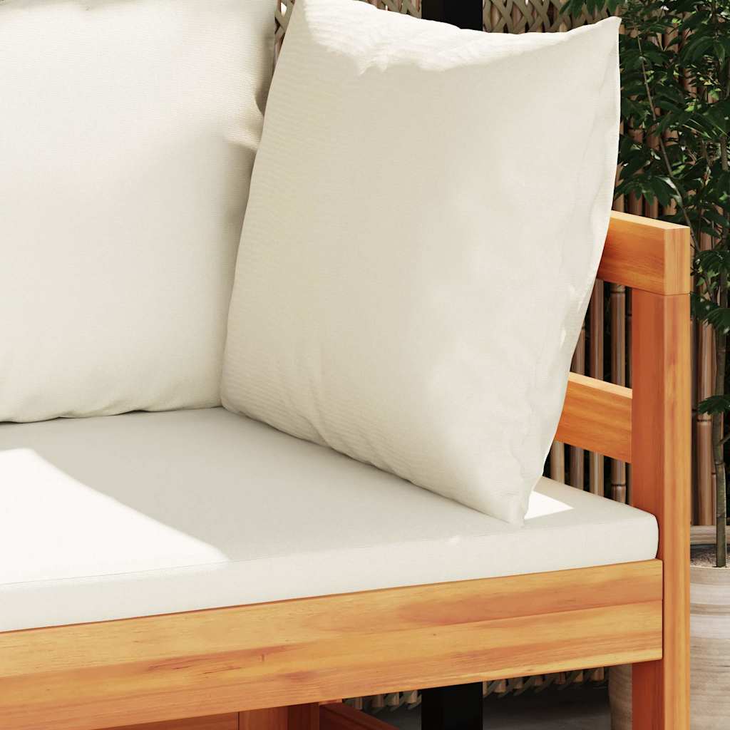 Set Divani Giardino 2 pz Cuscini Bianco Crema in Legno d'Acacia