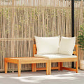 Set Divani Giardino 2 pz Cuscini Bianco Crema in Legno d'Acacia