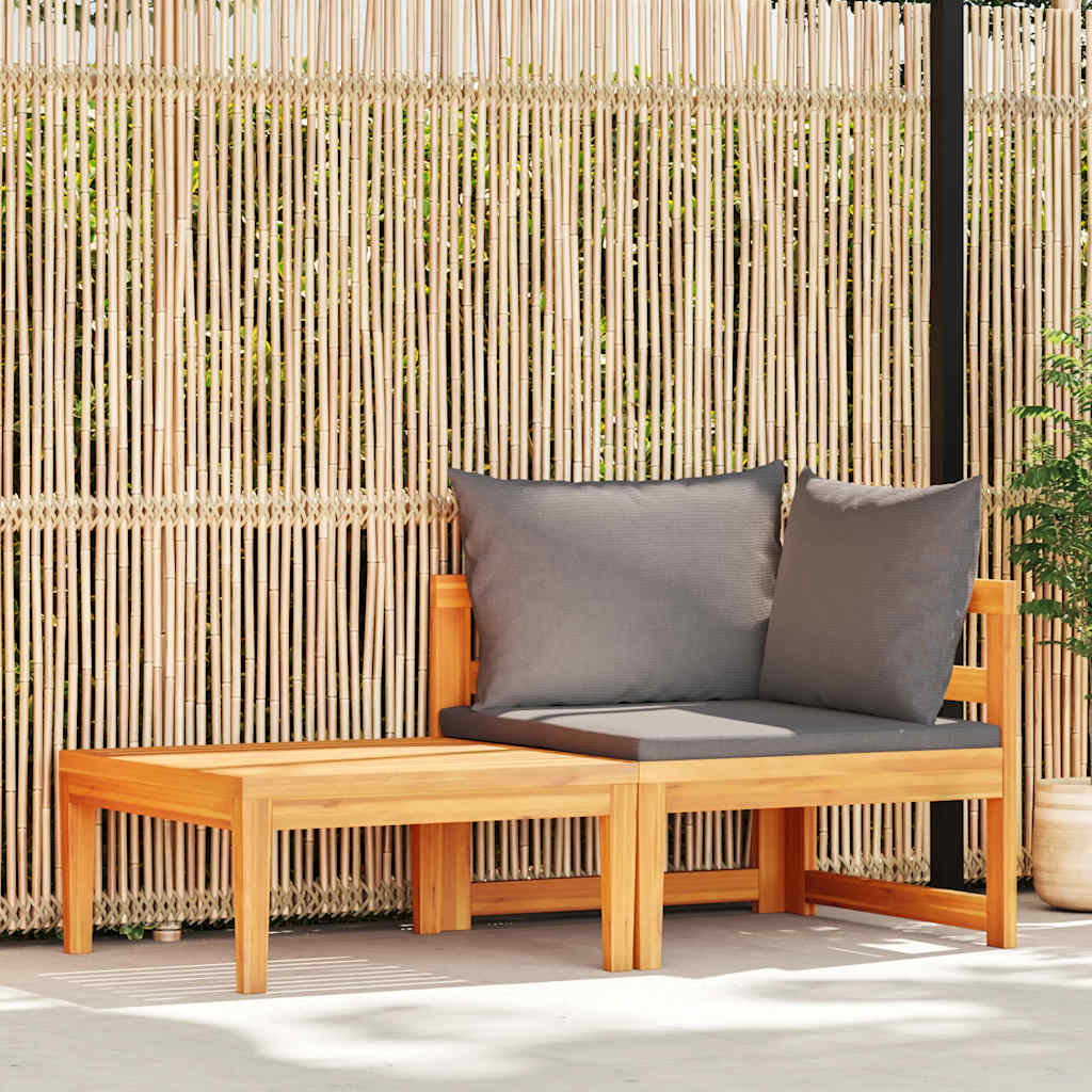 Set Divani Giardino 2 pz con Cuscini Grigio Scuro Legno Acacia