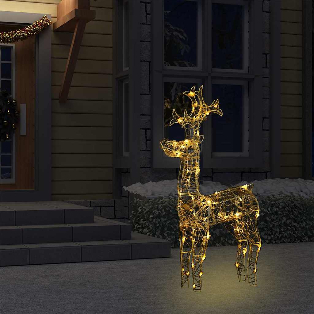 Renne e Slitta Decorazione Natale 90 LED 60x16x100 cm Acrilico