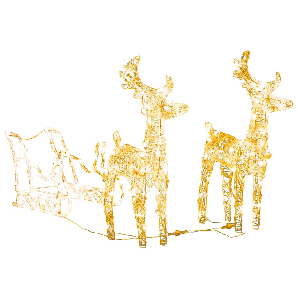 Decorazione Natalizia Renne e Slitta 160 LED 130 cm in Acrilico