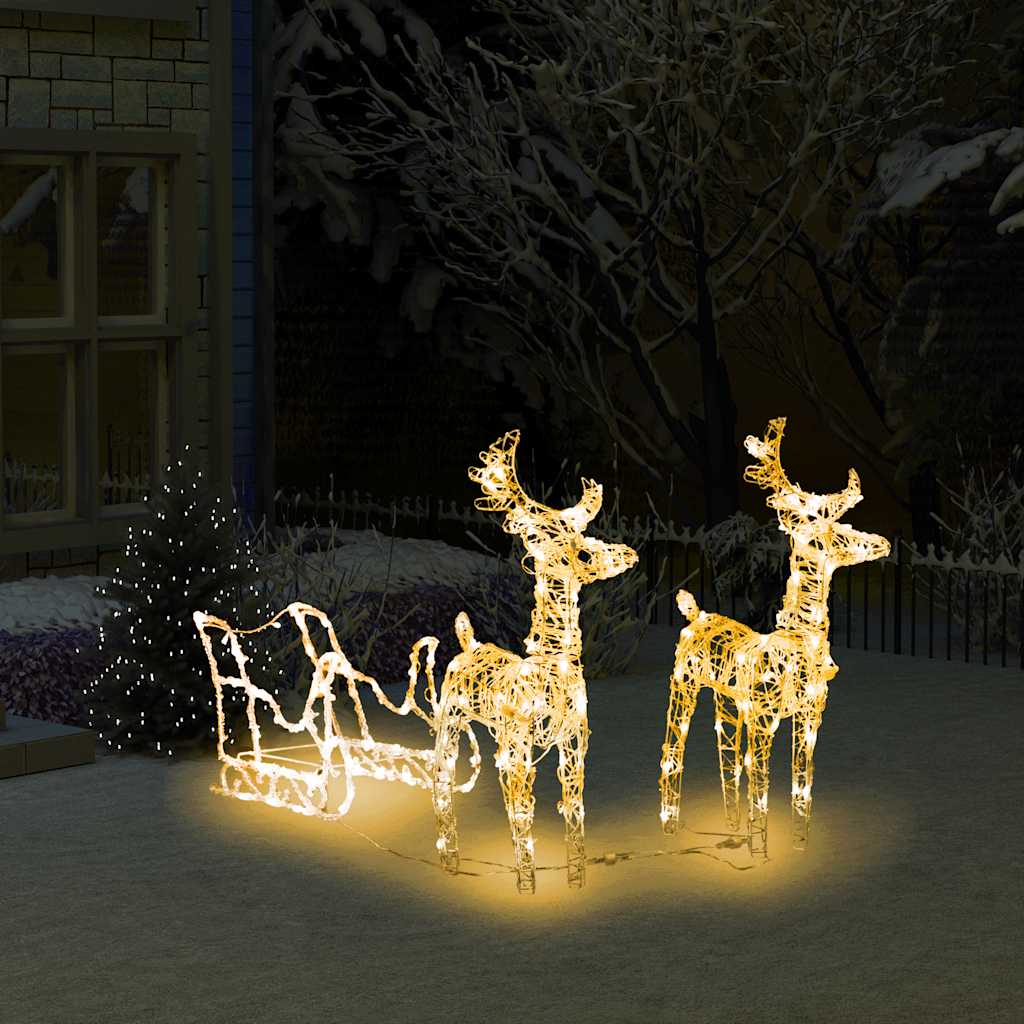 Decorazione Natalizia Renne e Slitta 160 LED 130 cm in Acrilico