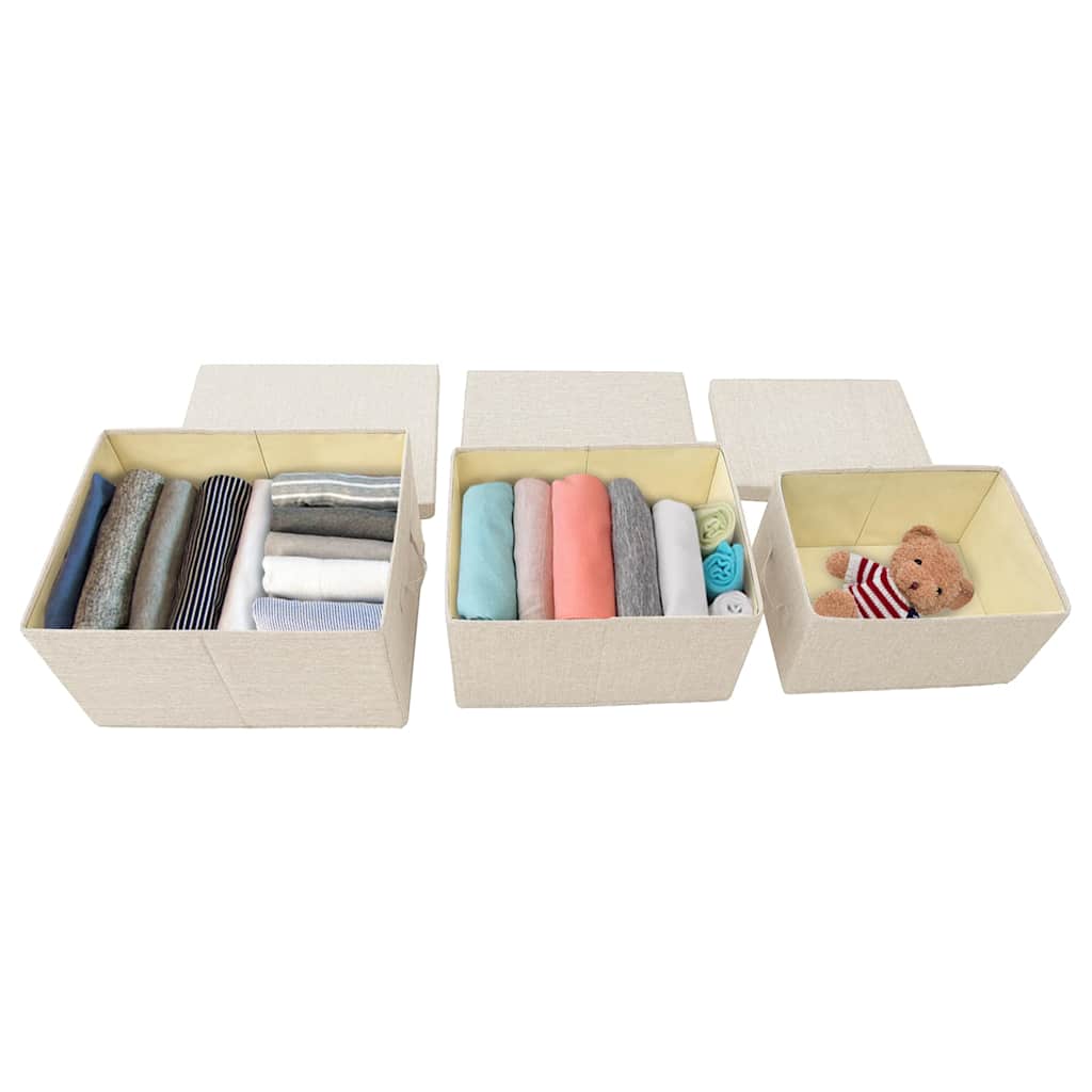 Scatole Portaoggetti Impilabili Set 3pz in Tessuto Crema