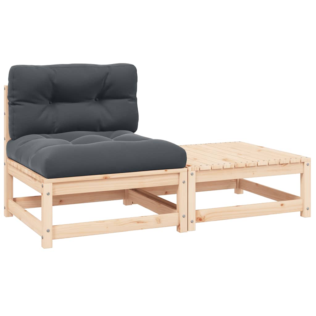 Set Divani da Giardino 2 pz con Cuscini Legno Massello Pino