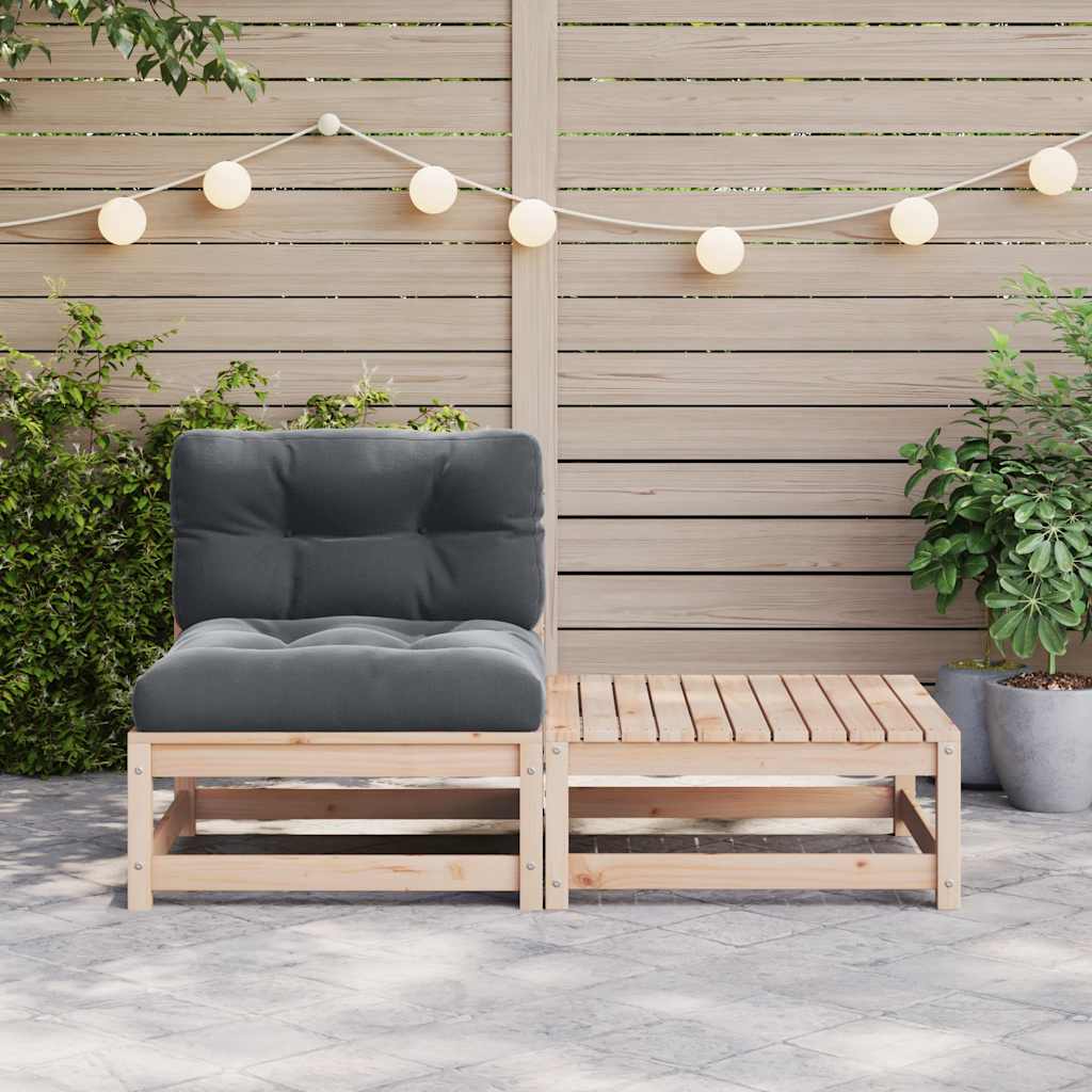 Set Divani da Giardino 2 pz con Cuscini Legno Massello Pino