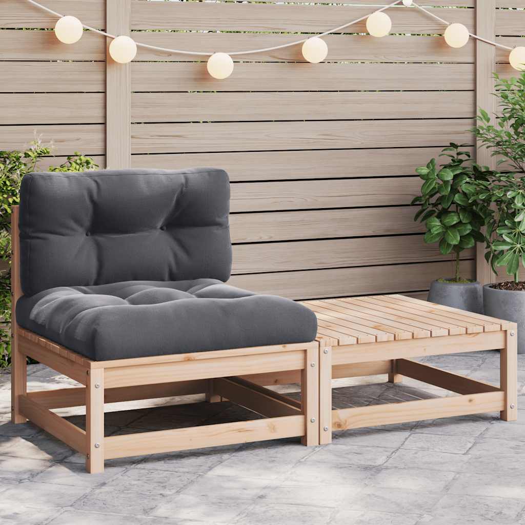 Set Divani da Giardino 2 pz con Cuscini Legno Massello Pino