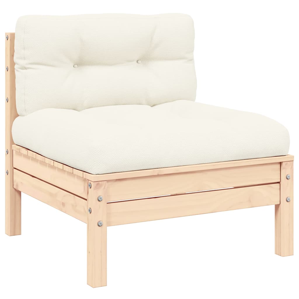 Set Divani da Giardino 3 pz con Cuscini Crema Massello di Pino