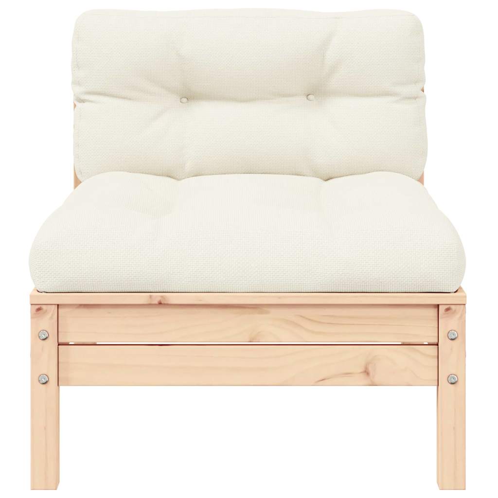 Set Divani da Giardino 3 pz con Cuscini Crema Massello di Pino