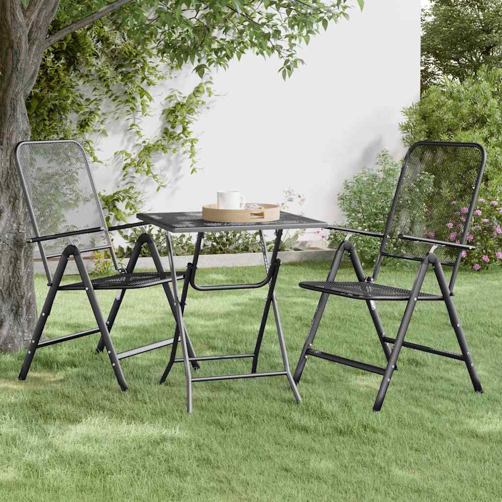 Tavolo da Giardino 60x60x72 cm Rete Metallica Espansa Antracite