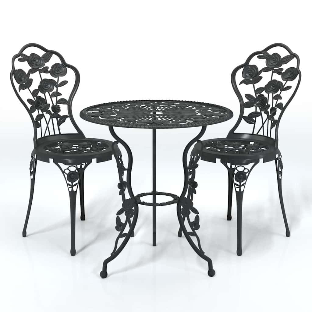 Set da Bistrot 3 pz in Alluminio Pressofuso Nero