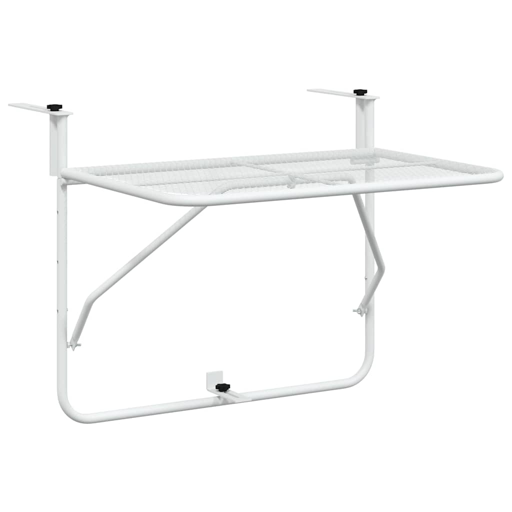 Tavolo da Balcone Bianco 60x40 cm in Acciaio