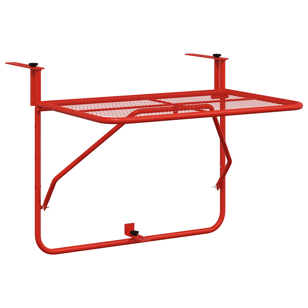 Tavolo da Balcone Rosso 60x40 cm in Acciaio