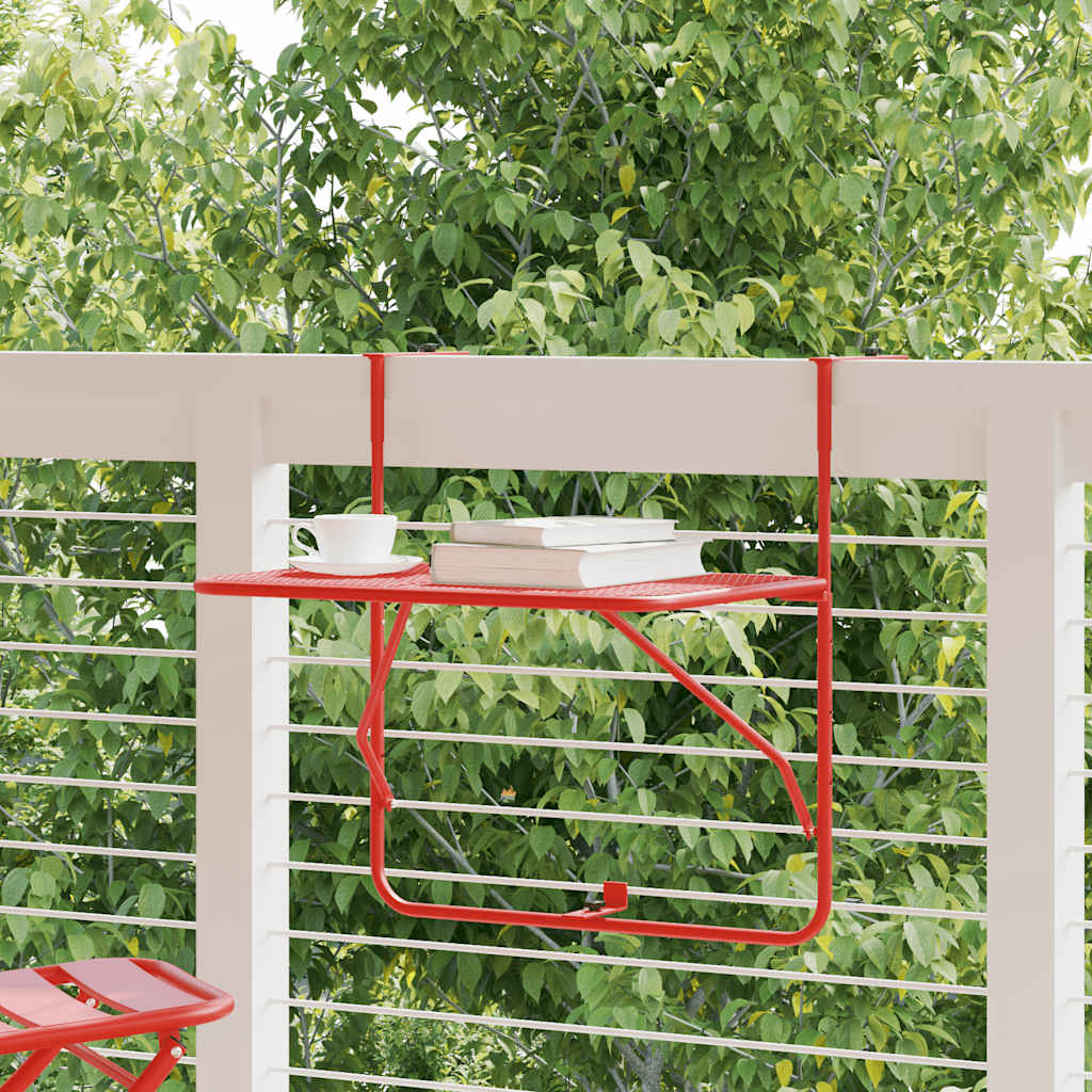 Tavolo da Balcone Rosso 60x40 cm in Acciaio