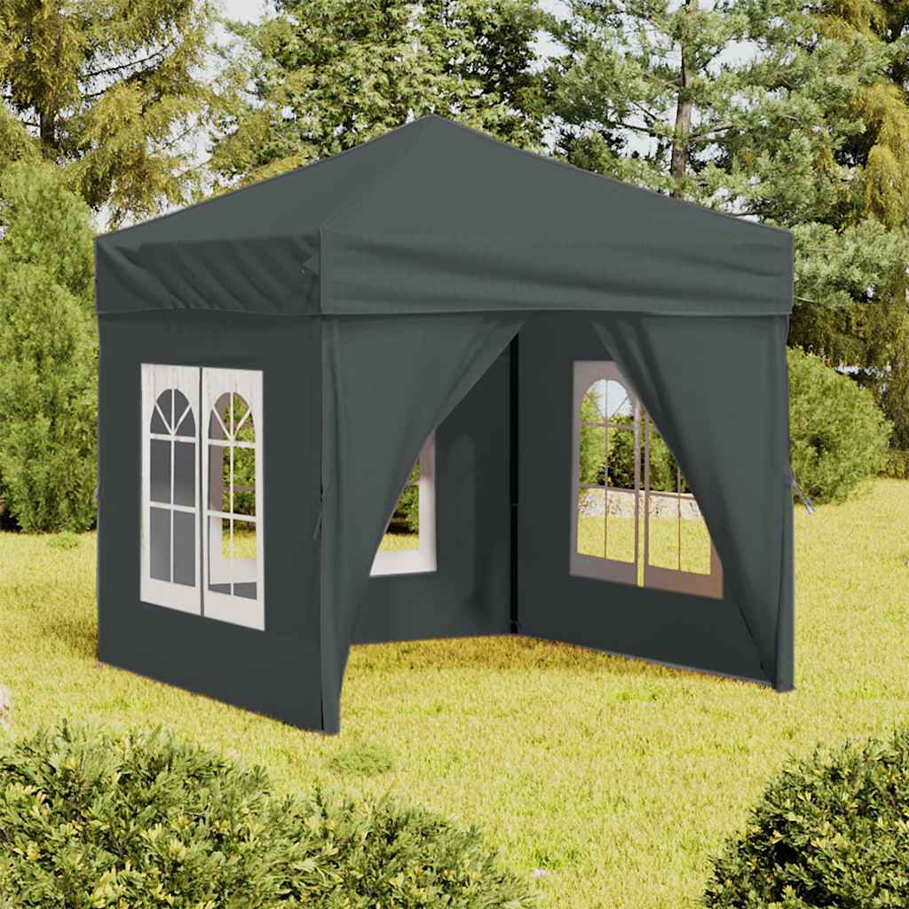Tenda per Feste Pieghevole con Pareti Laterali Antracite 2x2 m