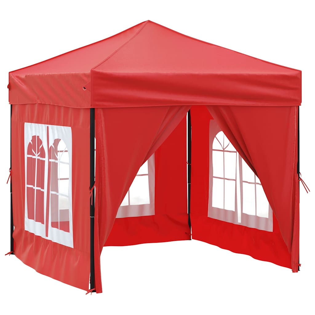 Tenda per Feste Pieghevole con Pareti Laterali Rosso 2x2 m
