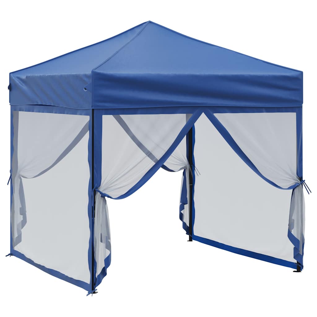 Tenda per Feste Pieghevole con Pareti Laterali Blu 2x2 m