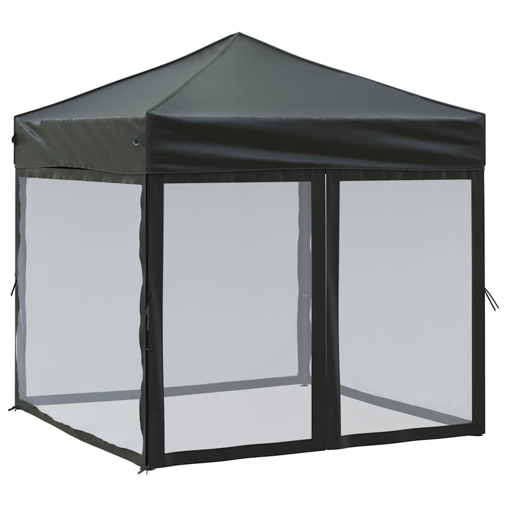 Tenda per Feste Pieghevole con Pareti Laterali Nero 2x2 m