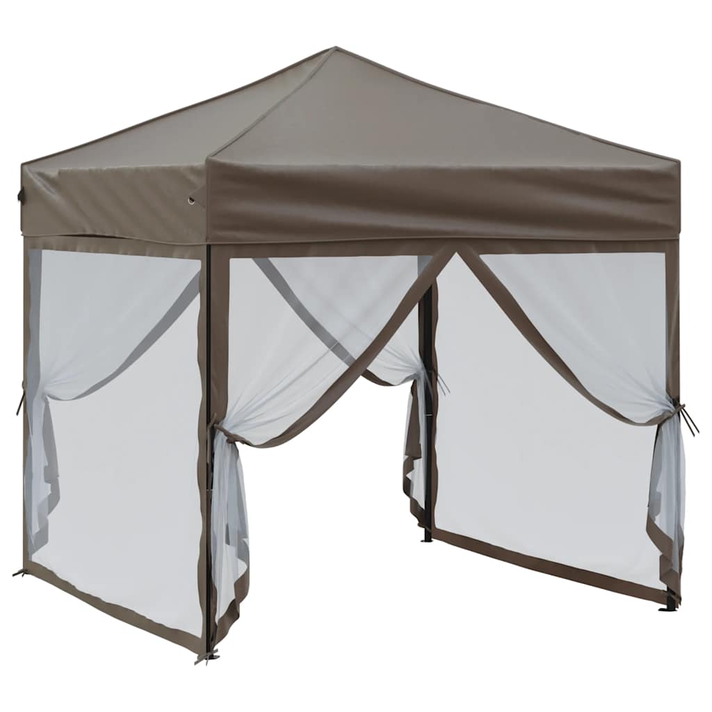 Tenda per Feste Pieghevole con Pareti Laterali Tortora 2x2 m