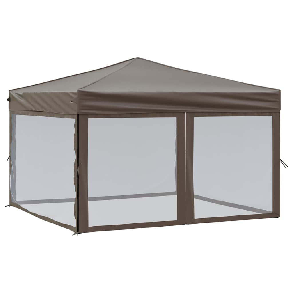 Tenda per Feste Pieghevole con Pareti Laterali Tortora 3x3 m