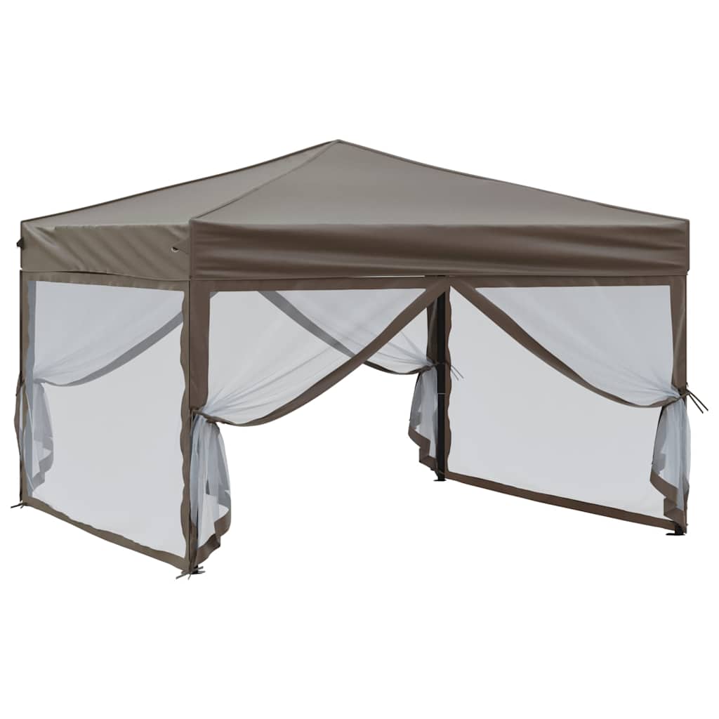 Tenda per Feste Pieghevole con Pareti Laterali Tortora 3x3 m