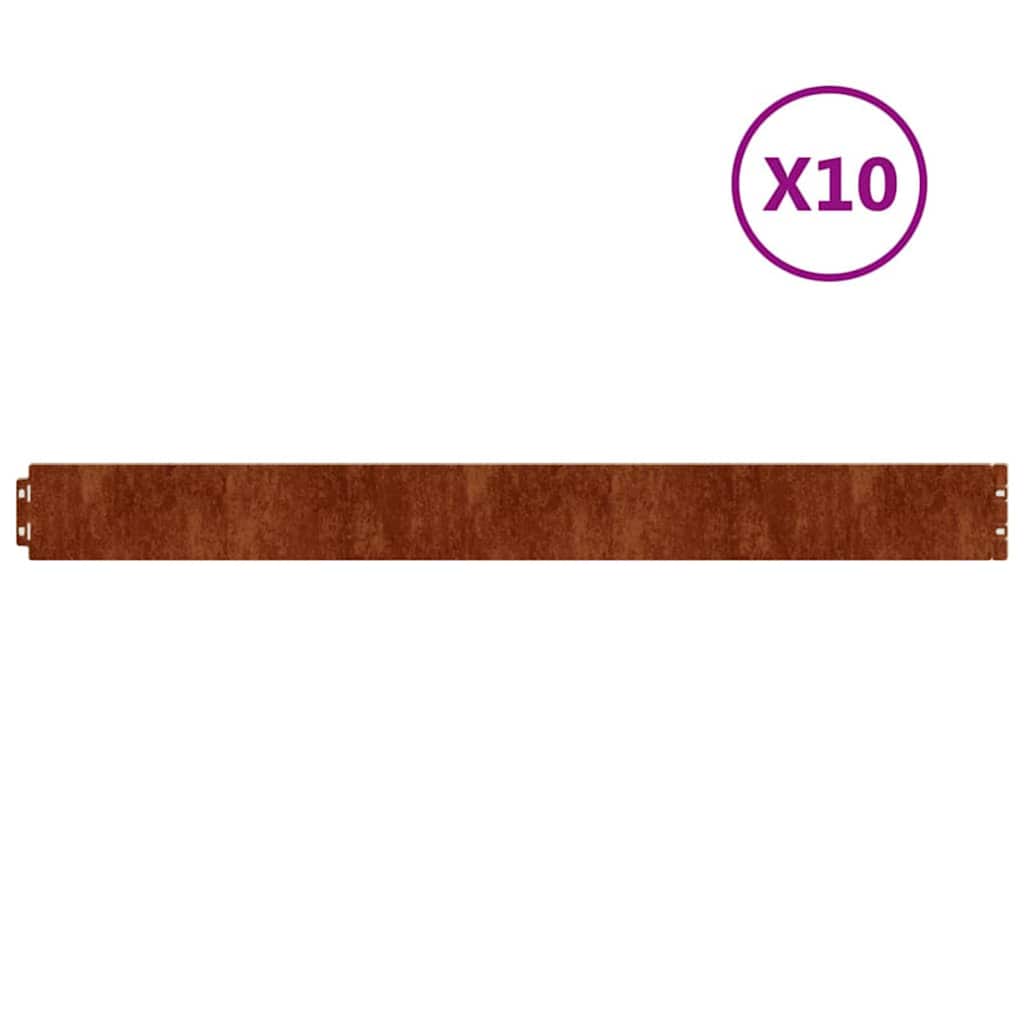 Bordure per Prato 10 pz 10x103 cm Flessibili in Acciaio Corten
