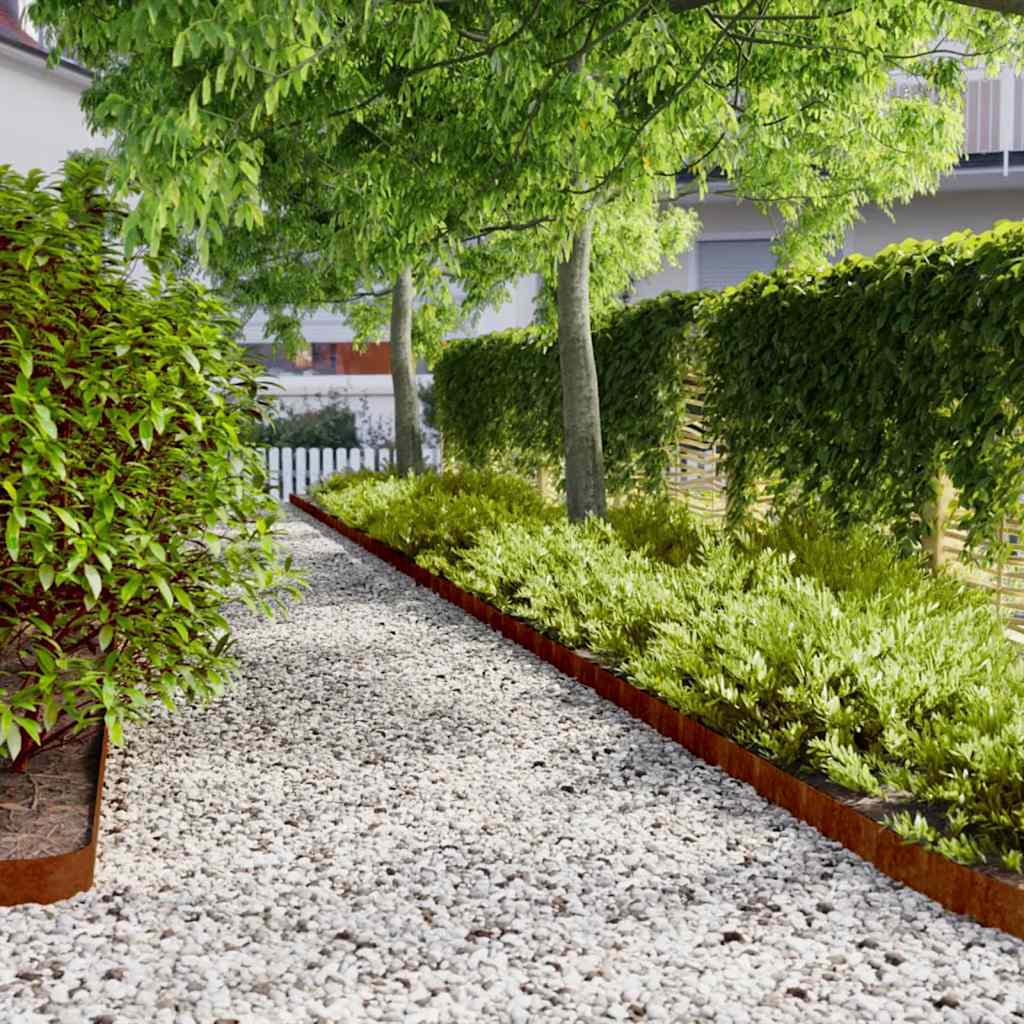 Bordure per Prato 10 pz 10x103 cm Flessibili in Acciaio Corten