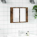 Mobile a Specchio LED Rovere Fumo 60x12x45 cm Legno Multistrato