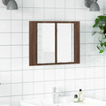 Mobile Specchio LED Rovere Marrone 60x12x45cm Legno Multistrato