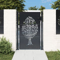 Cancello da giardino antracite 100x125 cm in acciaio con design ad albero