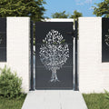 Cancello da giardino antracite 100x150 cm in acciaio con design ad albero