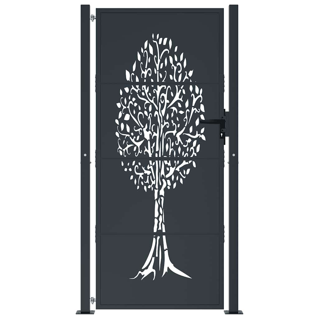 Cancello da giardino antracite 100x200 cm in acciaio con design ad albero