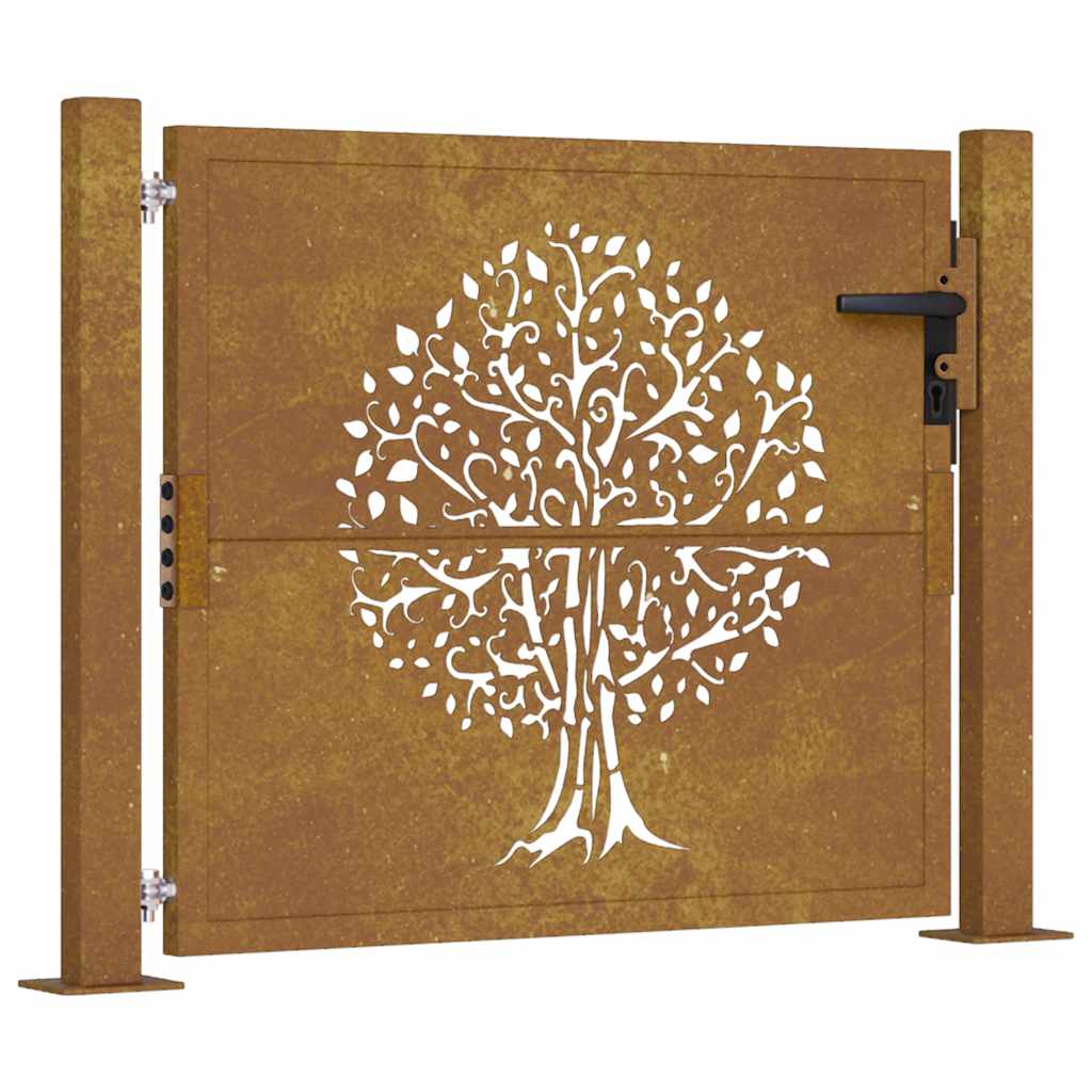 Cancello da giardino 100x75 cm in acciaio Corten con design ad albero