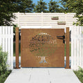 Cancello da giardino 100x75 cm in acciaio Corten con design ad albero