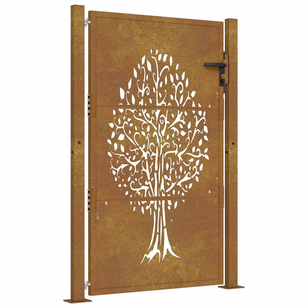 Cancello da giardino 100x125 cm in acciaio Corten con design ad albero
