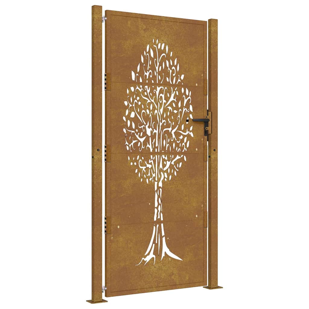 Cancello da giardino 100x200 cm in acciaio Corten con design ad albero