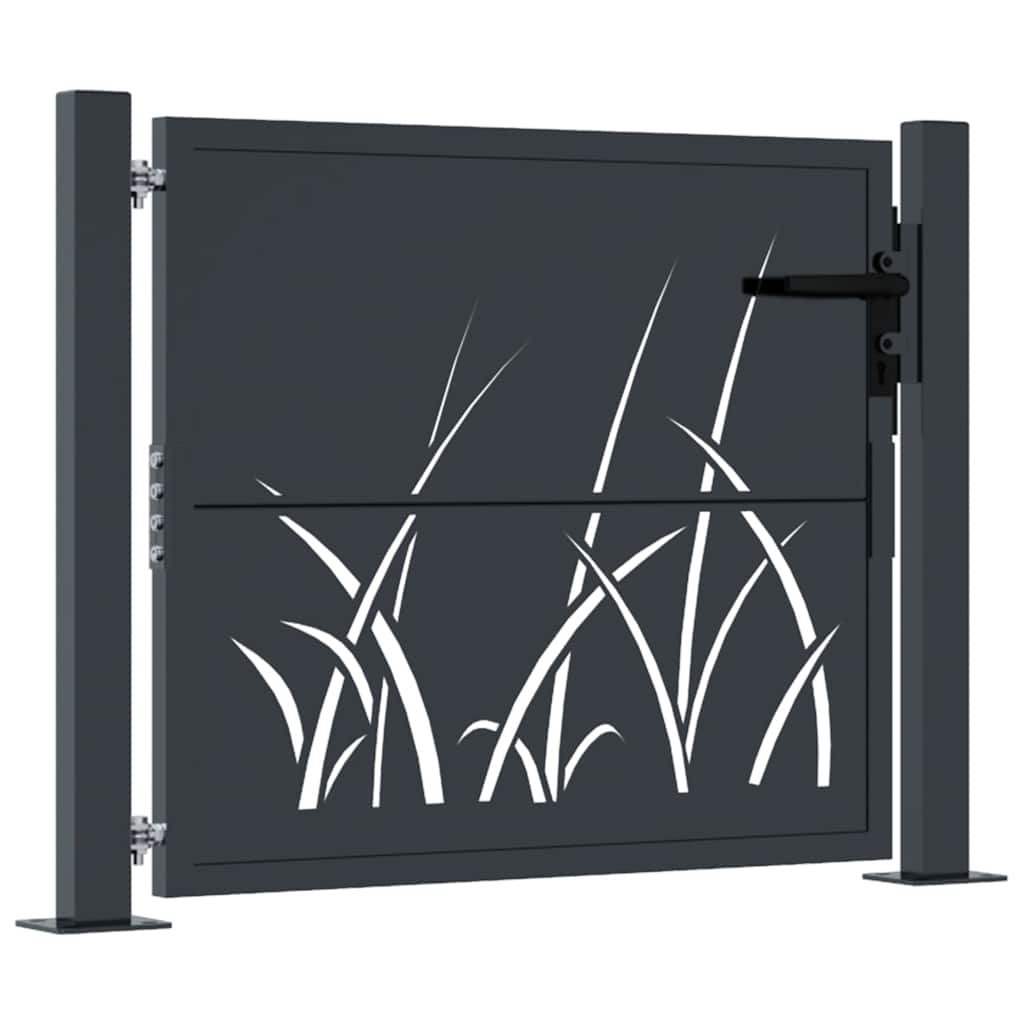 Cancello da giardino antracite 100x100 cm in acciaio design erba