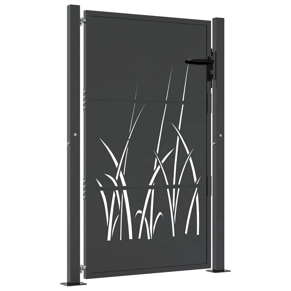 Cancello da giardino antracite 100x125 cm in acciaio design erba