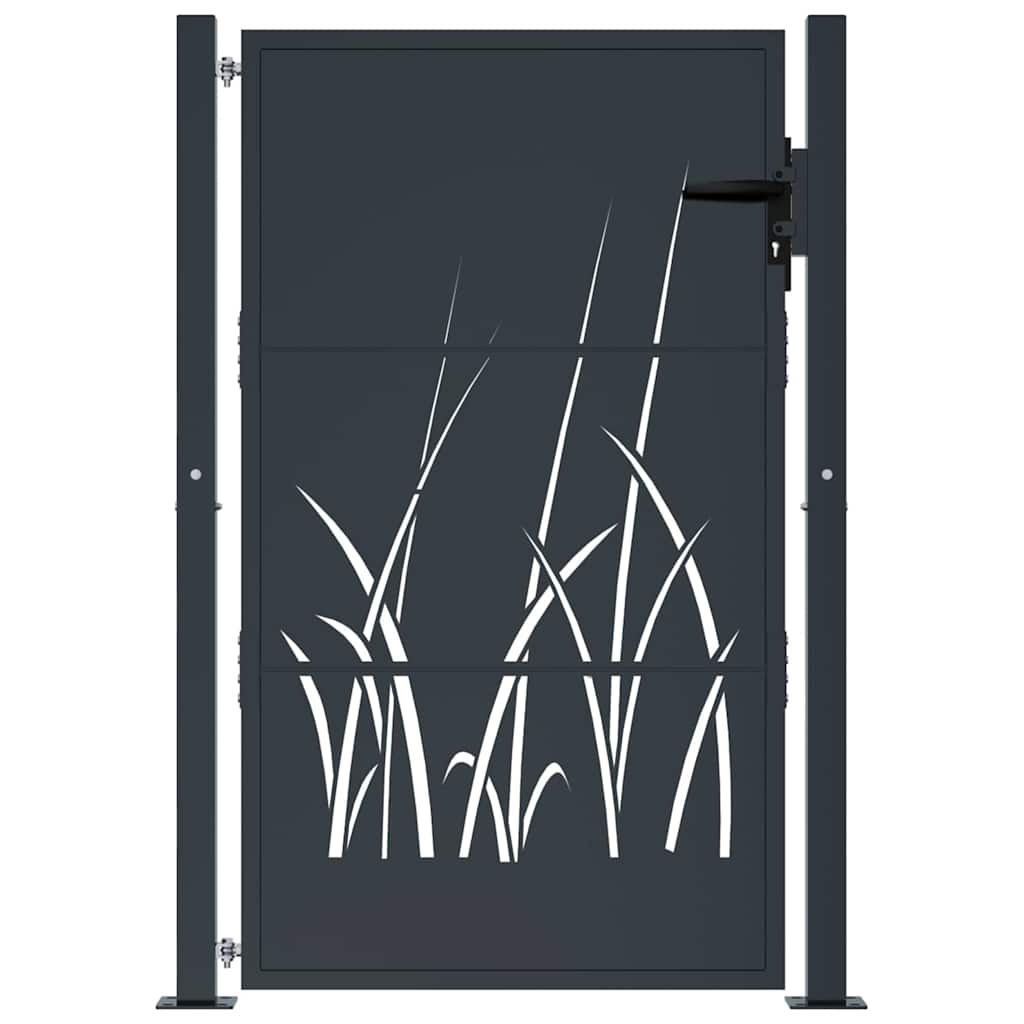 Cancello da giardino antracite 100x125 cm in acciaio design erba