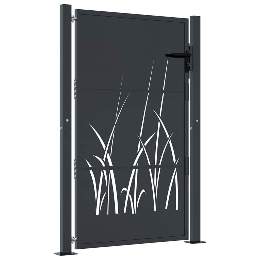 Cancello da giardino antracite 100x150 cm in acciaio design erba