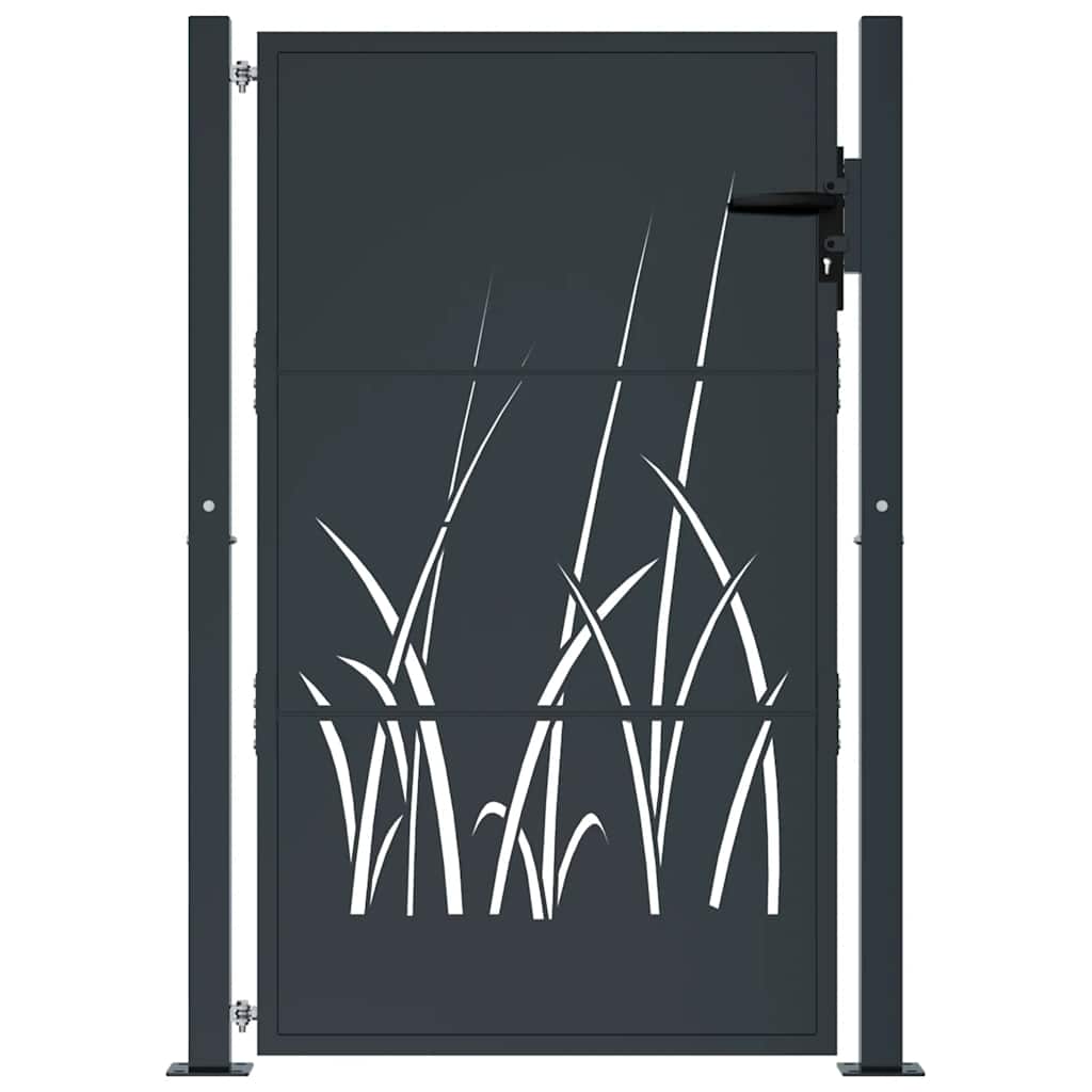 Cancello da giardino antracite 100x150 cm in acciaio design erba