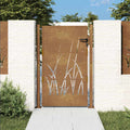 Cancello da giardino 100x125 cm in acciaio Corten con design erba