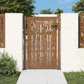 Cancello da giardino 100x125 cm in acciaio Corten e design in bambù
