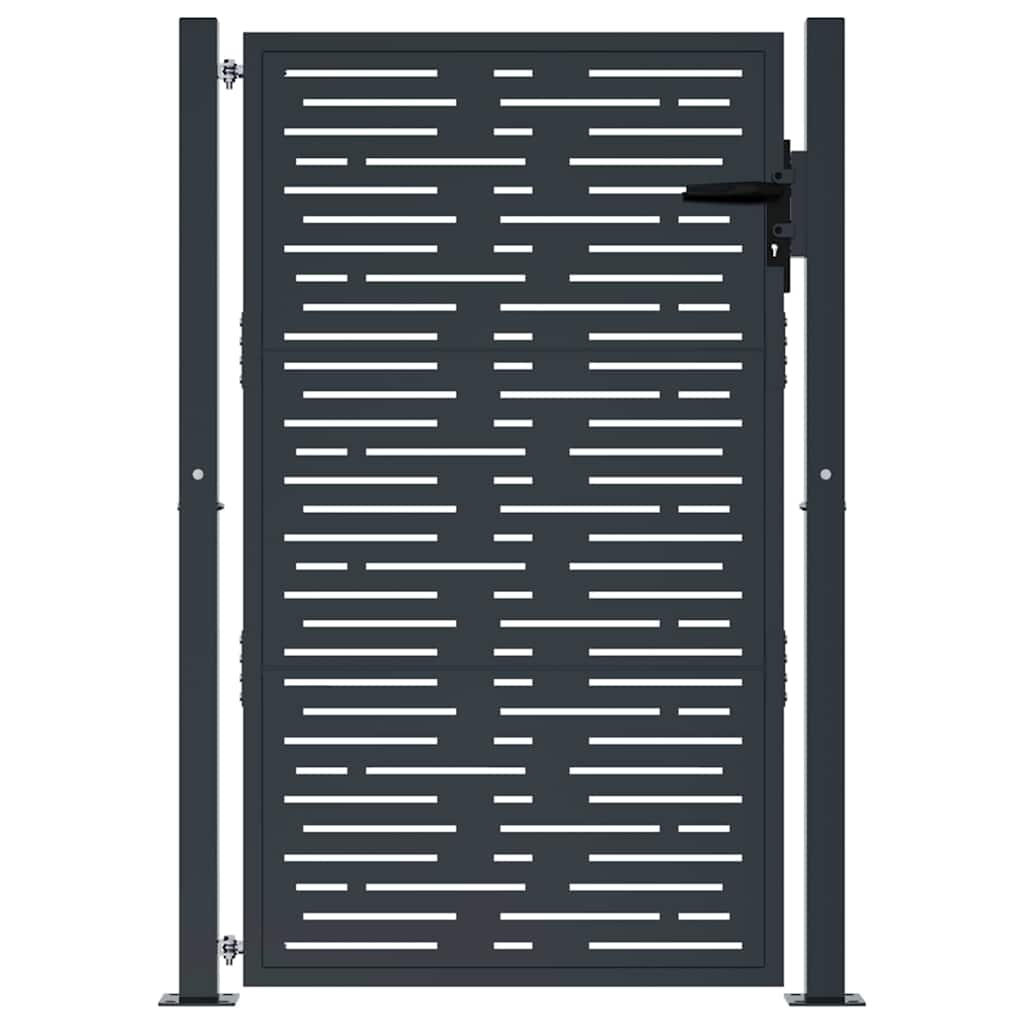 Cancello da giardino antracite 100x125 cm in acciaio design quadrato