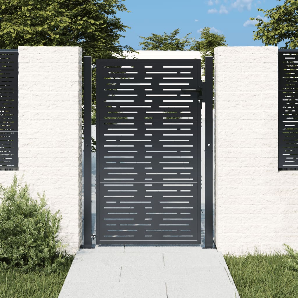 Cancello da giardino antracite 100x125 cm in acciaio design quadrato
