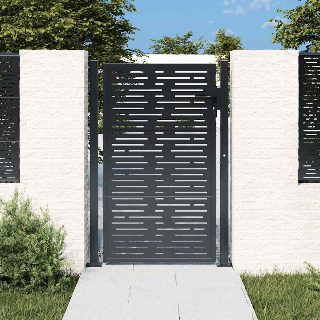 Cancello da giardino antracite 100x150 cm in acciaio design quadrato