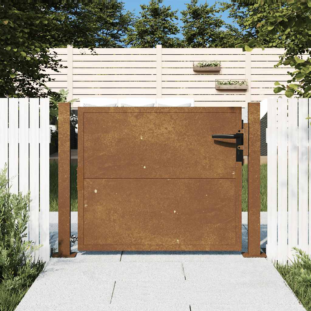 Cancello da giardino 100x75 cm in acciaio Corten