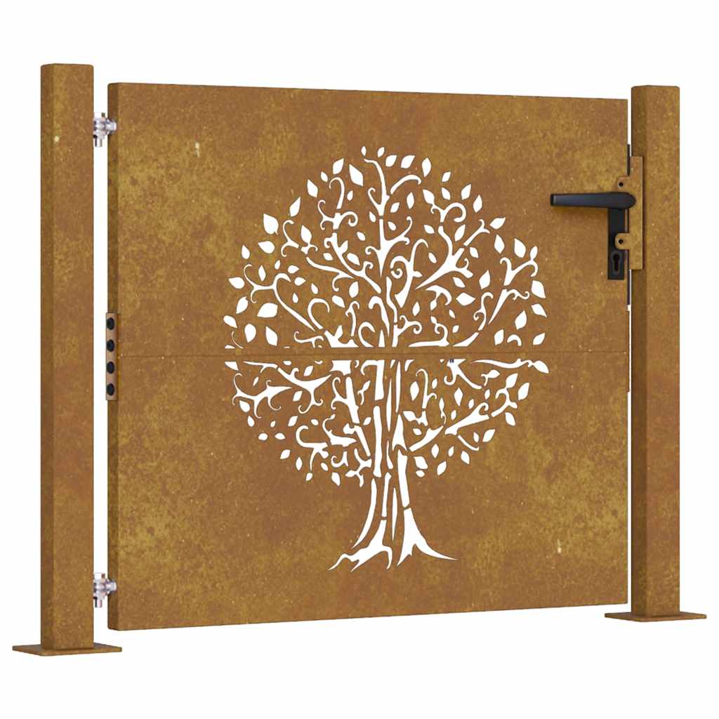 Cancello da giardino 100x75 cm in acciaio Corten con design ad albero