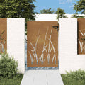 Cancello da giardino 85x125 cm in acciaio Corten con design erba